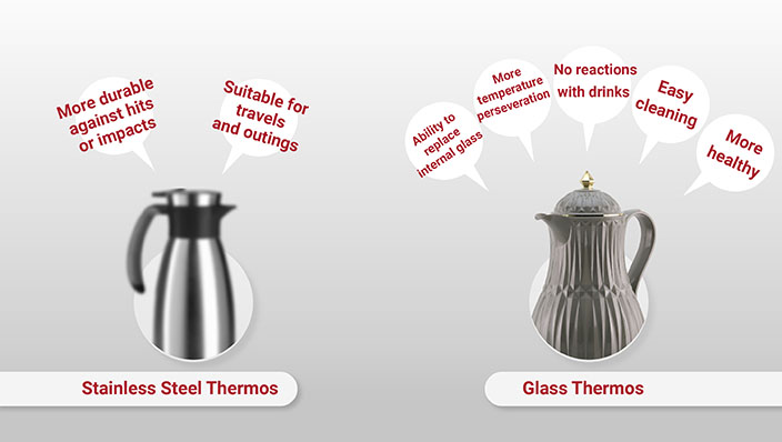 Rose Thermos | Types of thermoses according to the materials | agent in UAE, Riviera Home